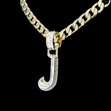 Custom J Initial Moissanite Diamond Fully Iced Out Hip Hop Pendant