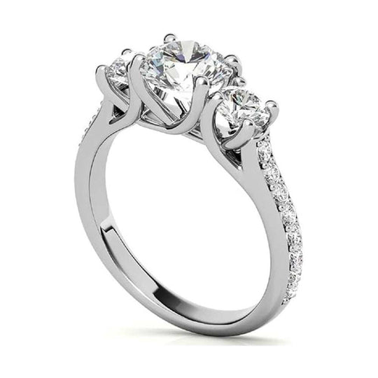 Beautiful Three Stone Moissanite Engagement Ring For Women
