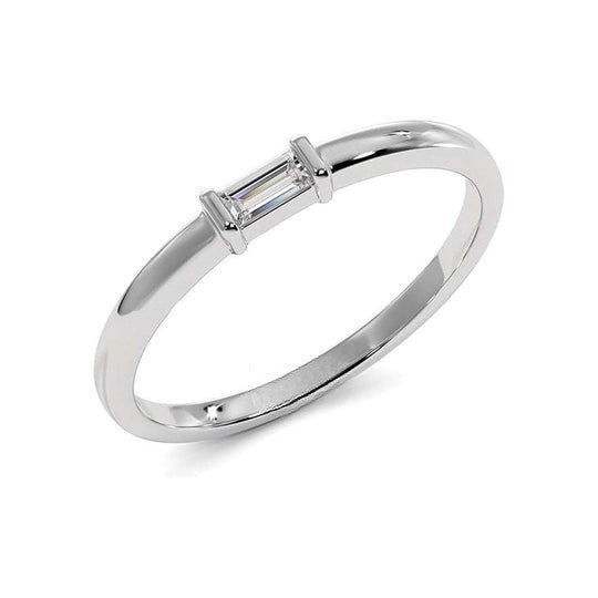 Unisex 0.20ct Moissanite Solitaire Baguette Ring