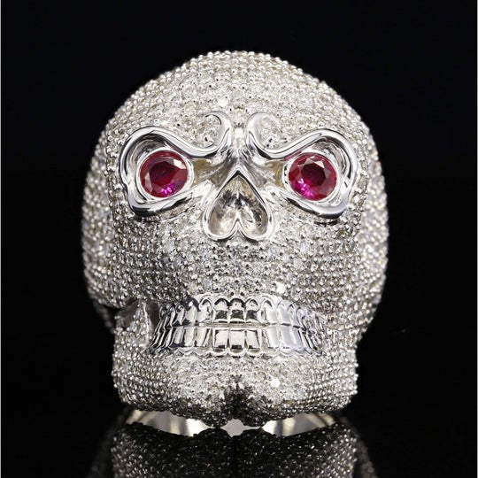 Human Skull Round Moissanite Diamond Hip Hop Ring