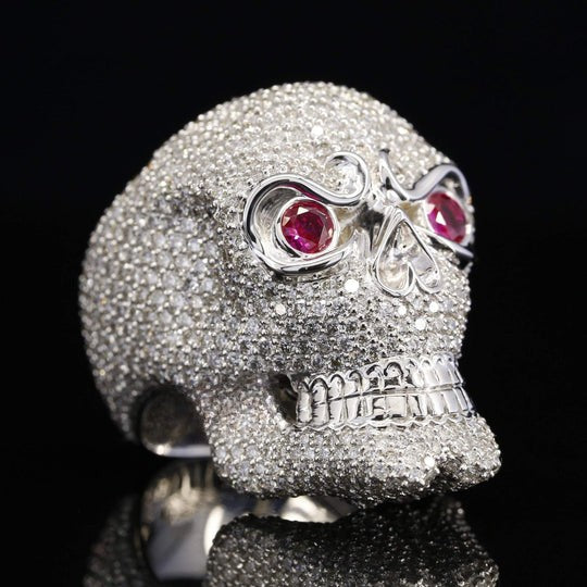 Human Skull Round Moissanite Diamond Hip Hop Ring
