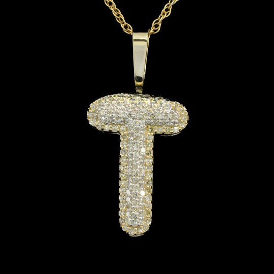 Custom Stylish T Initial Moissanite Diamond Bust Down Hip Hop Pendant