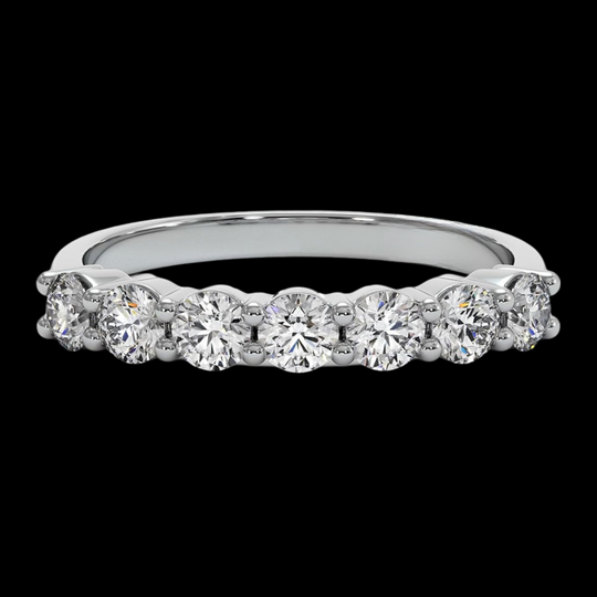 Round Cut Moissanite Wedding Band 7-Stone Moissanite Diamond Ring
