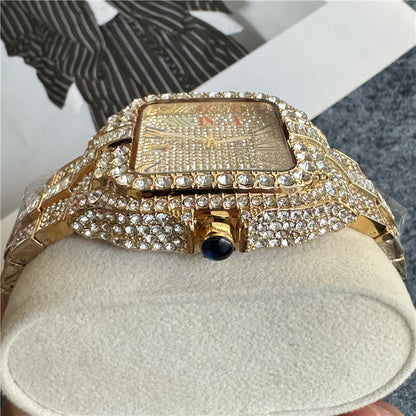 🧊💎 Iced Out Cartier-Style Watch – Bust Down Luxury Timepiece ⌚🔥