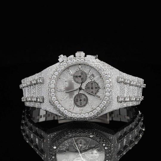 Fabulous Fully Iced Out Moissanite Diamond Watch Fully Automatic