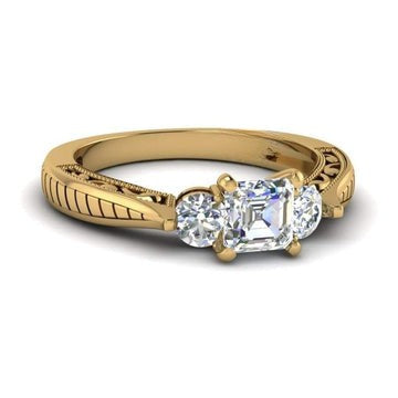 Trillion 2.50ct Tapered Asscher Shape Moissanite Diamond Engagement Ring