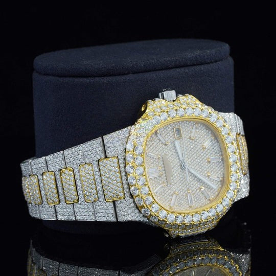 Classic Two Tone Moissanite Diamond Iced Out Automatic Watch