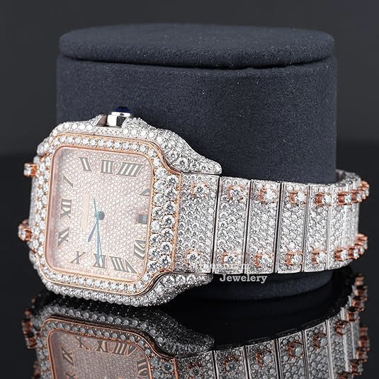 Fabulous Iced Out Roman Style Diamond Watch Automatic