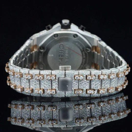 Uniquely Crafted Two Tone Fully Iced Out Automatic Moissanite Watch For Men