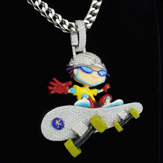 Custom Iced Out Moissanite Diamond Hip Hop Boy With Skateboard Pendant