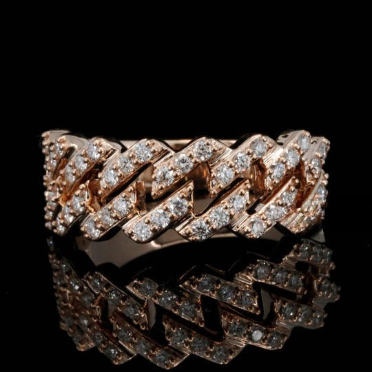 1.10ct Round Moissanite Diamond Cuban Link Style Hip Hop Ring