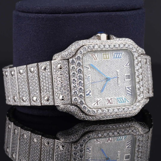 Rainbow Design Roman Number Fully Automatic Moissanite Watch