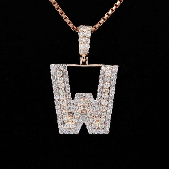 Custom W Initial Moissanite Diamond Iced Out Hip Hop Pendant