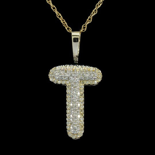 Custom Stylish T Initial Moissanite Diamond Bust Down Hip Hop Pendant