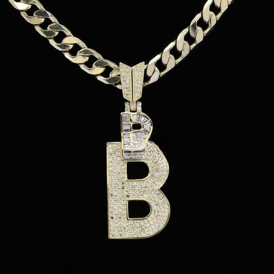 Custom Unique Designed B Moissanite Diamond Bust Down Hip Hop Pendant