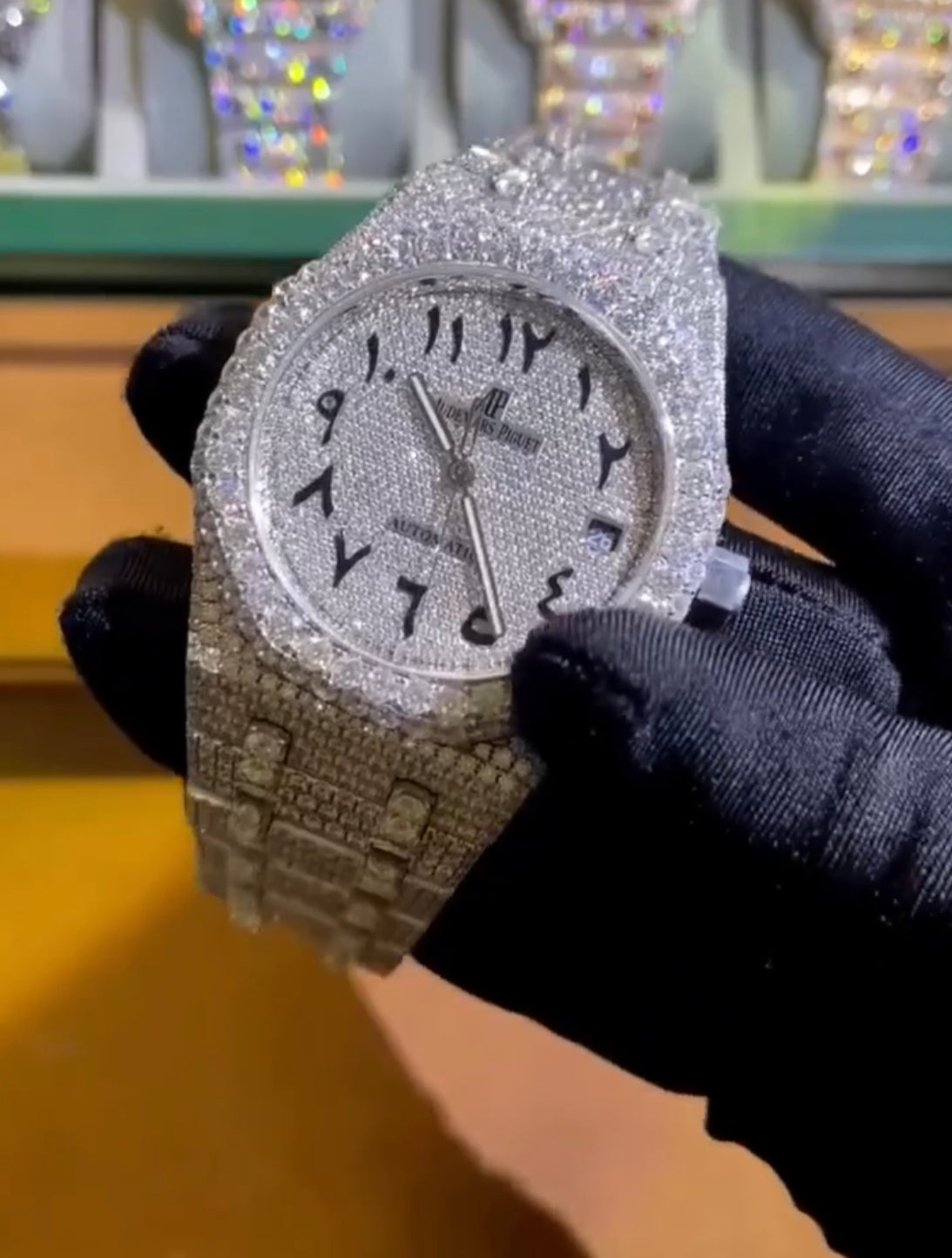 Luxury Iced-Out AP Moissinate Automatic Watch ⌚