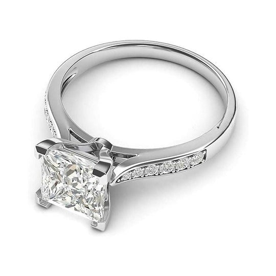 1.50ct Princess Cut Halo Moissanite Engagement Rings for Women