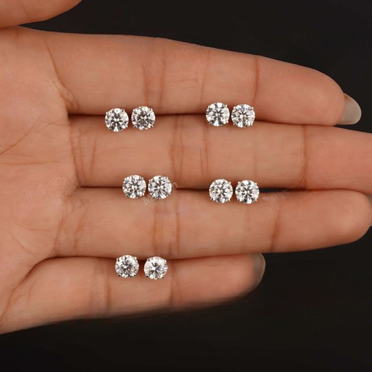 Moissanite 925 Silver Push Back Stud Earrings