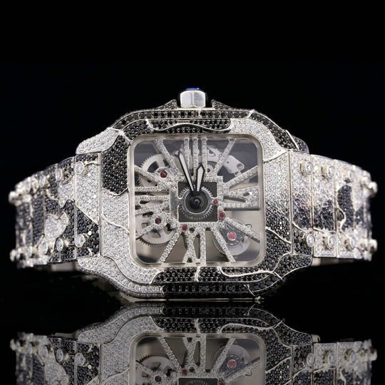Luxury Aesthetic Snake Skin Pattern Iced Out Moissanite Watch