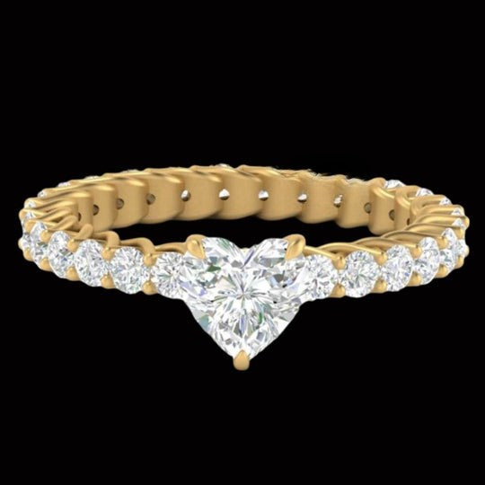 Trellis 1.50ct Moissanite Diamond Heart Shape Eternity Engagement Ring