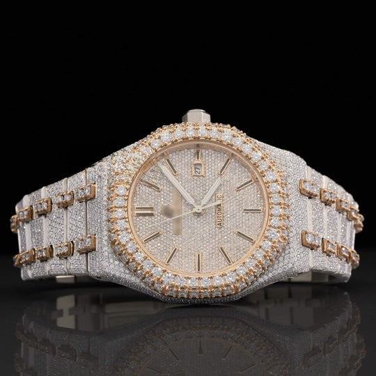 Luxurious Fully Iced Out Moissanite Dial Bust Down Automatic Watch