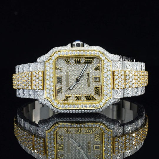 Awesome Iced Out Moissanite Watch For Men Sapphire Crystal Glass