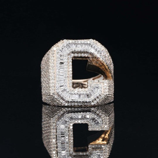 Stylish C Moissanite Diamond Hip Hop Ring