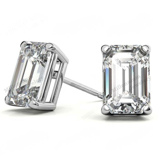 1.30ct Moissanite Diamond 10K White Gold Push Back Stud Earrings