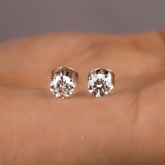 Moissanite 925 Silver Push Back Stud Earrings