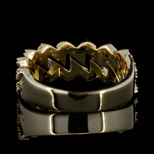 1.10ct Round Moissanite Diamond Cuban Link Style Hip Hop Ring