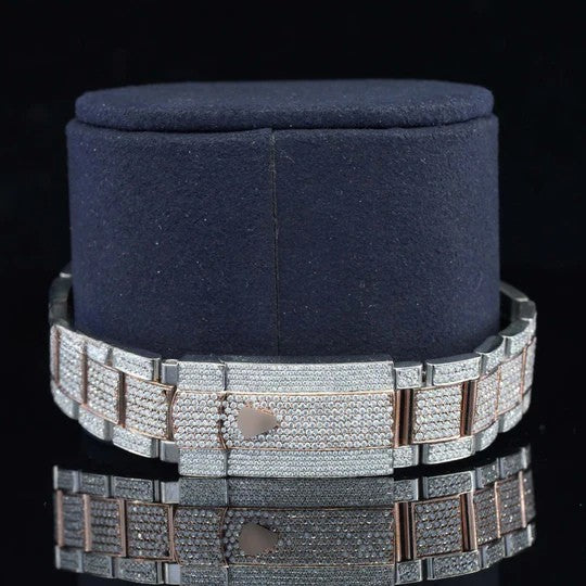 Fully Iced Out Swiss ETA Two Tone Moissanite Watch For Men