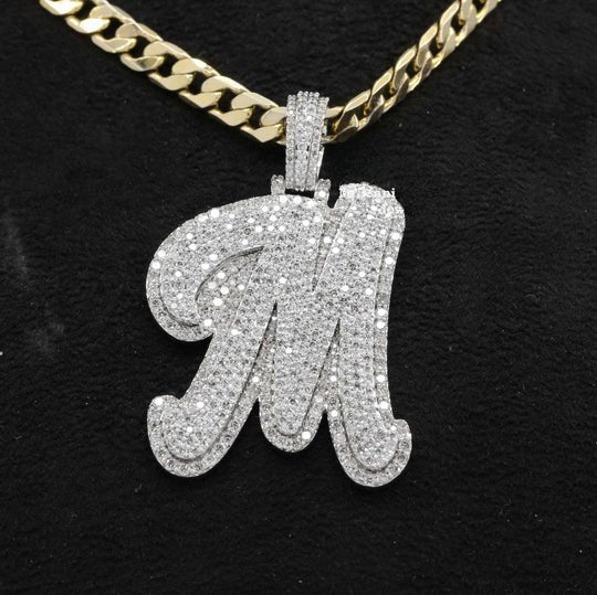Custom M Initial Moissanite Diamond Iced Out Hip Hop Pendant