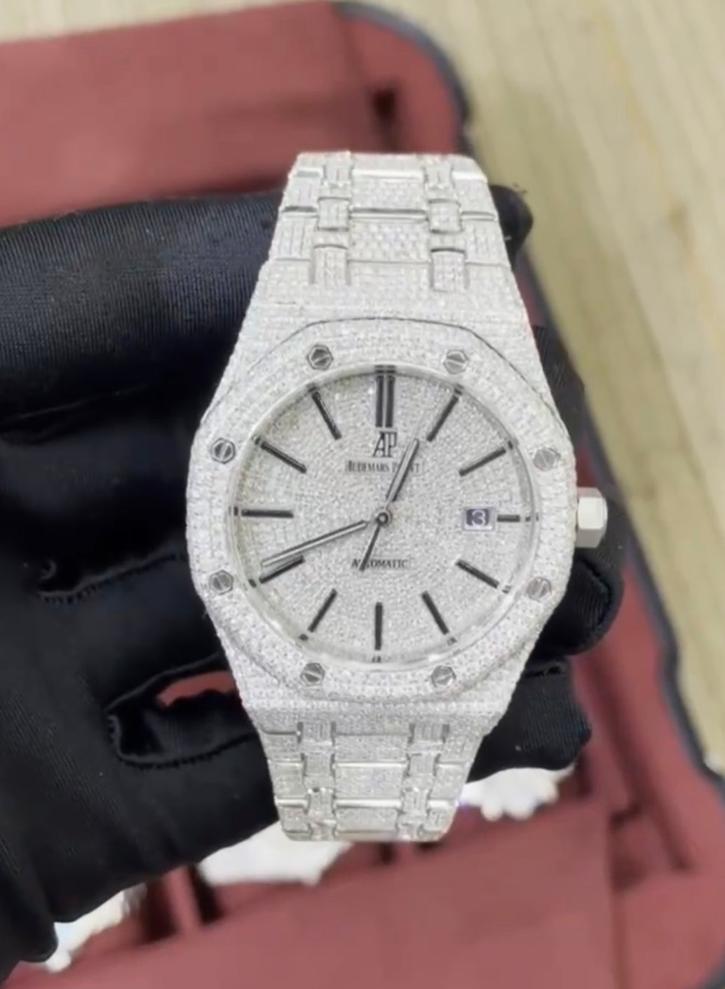 Luxury Iced-Out AP Moissinate Automatic Watch ⌚