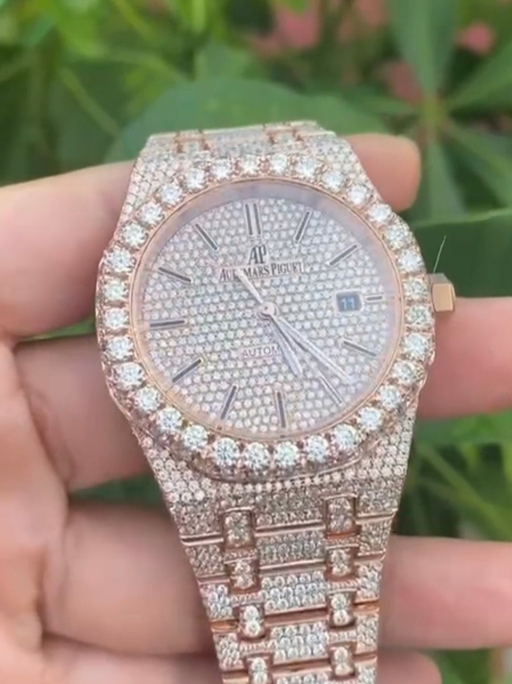 Luxury Iced-Out AP Moissinate Automatic Watch ⌚