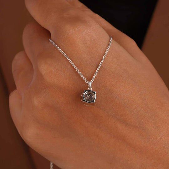 1ct Moissanite Diamond Pendant Necklace 925 Silver