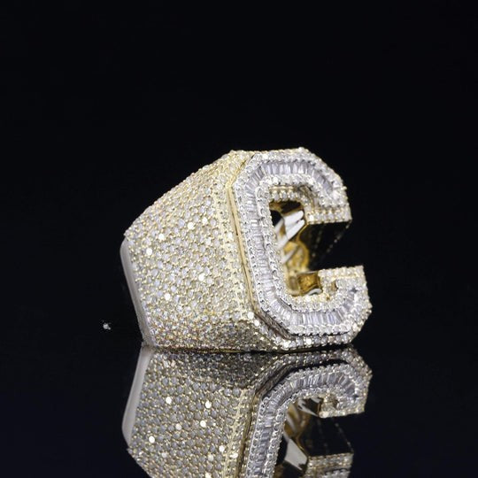 Stylish C Moissanite Diamond Hip Hop Ring