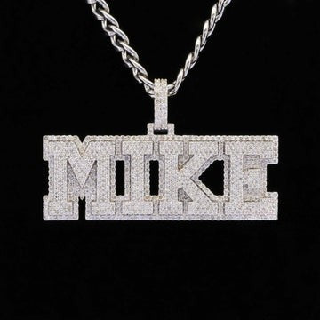 Custom Mike Name Moissanite Diamond Bust Down Hip Hop Pendant Rapper