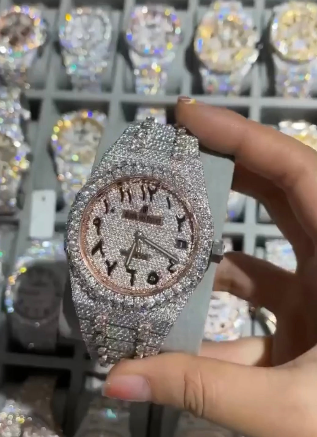 Luxury Iced-Out AP Moissinate Automatic Watch ⌚