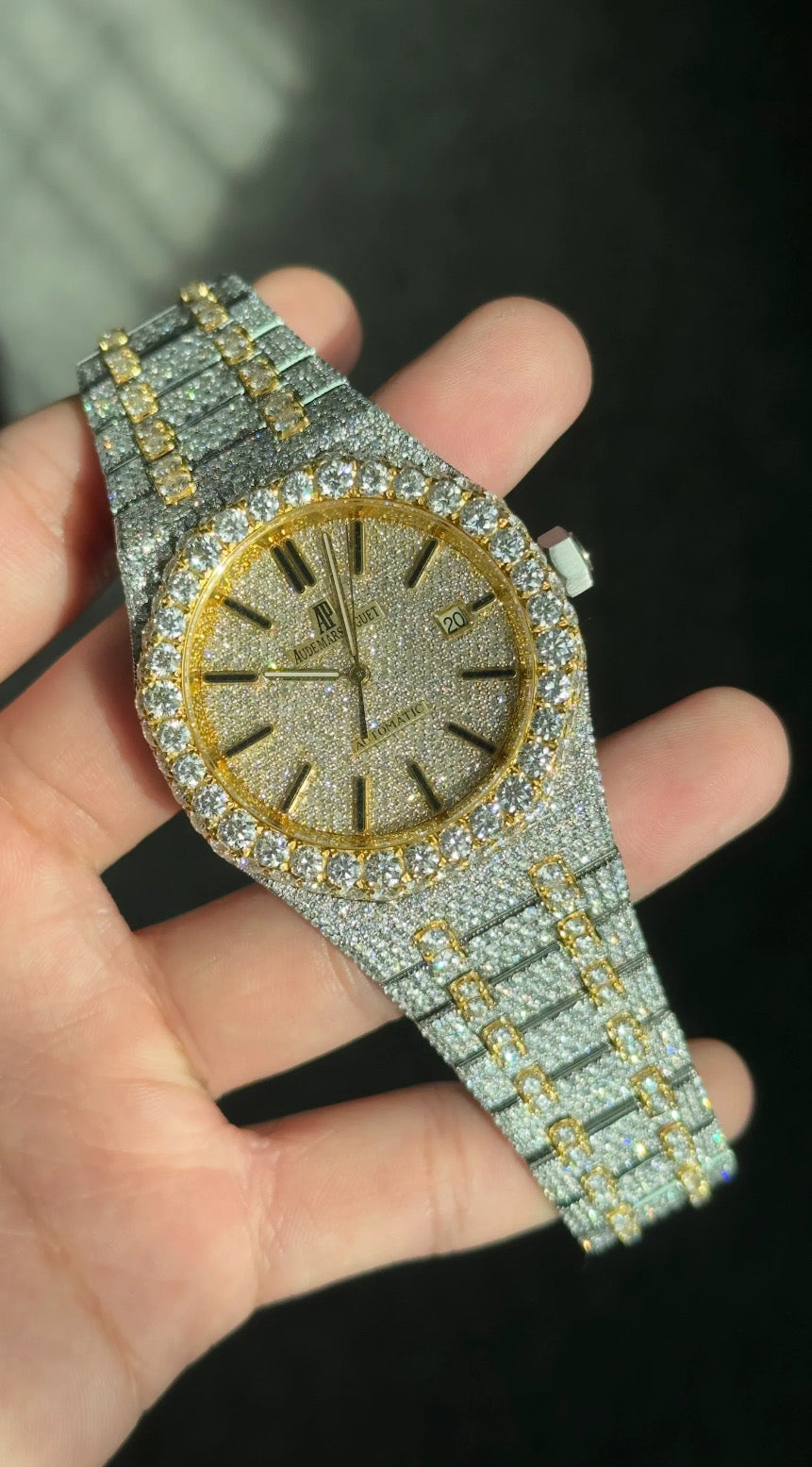 Luxury Iced-Out AP Moissinate Automatic Watch ⌚