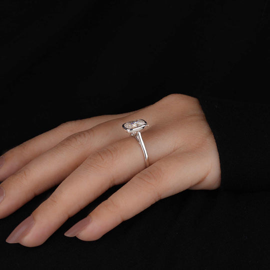 2ct Moissanite Diamond Bazel Set Cushion Cut Solitaire Ring