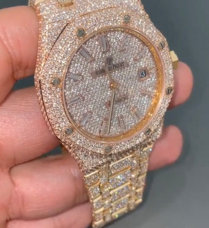 Luxury Iced-Out AP Moissinate Automatic Watch ⌚