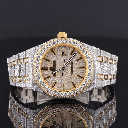 Luxury Moissanite Watch Iced Out Arabic Numericals Automatic Movement For Men