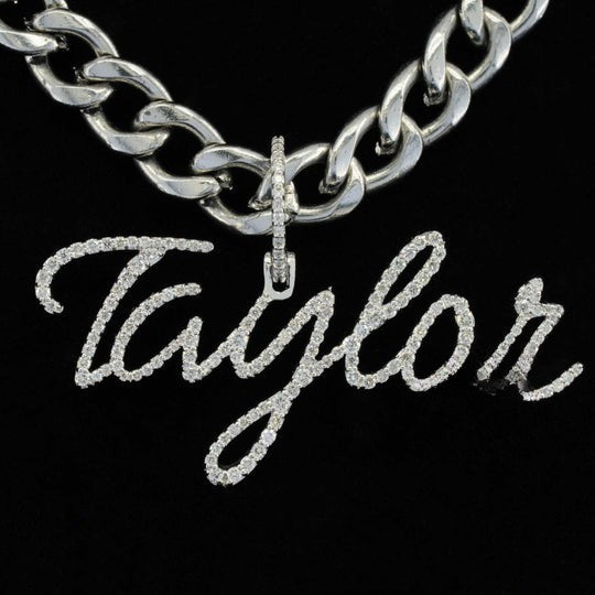 Custom Taylor Name Moissanite Diamond Hip Hop Bust Down Pendant Rapper