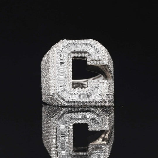 Stylish C Moissanite Diamond Hip Hop Ring