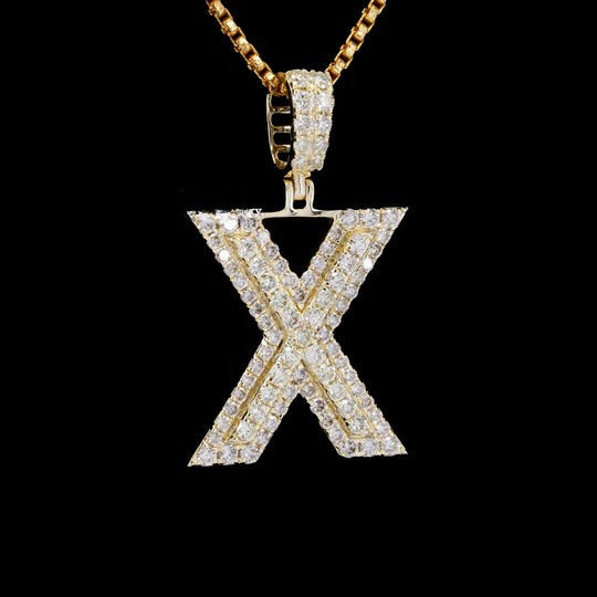 Custom X Initial Moissanite Diamond Totally Iced Out Hip Hop Pendant