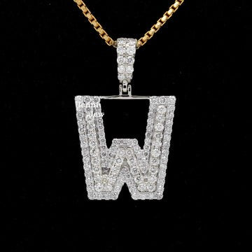 Custom W Initial Moissanite Diamond Iced Out Hip Hop Pendant