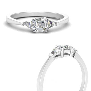 Trillion 2.50ct Tapered Asscher Shape Moissanite Diamond Engagement Ring