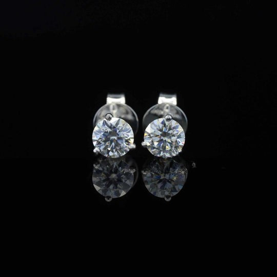 Round Cut Moissanite Stud Earrings For Women