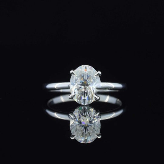 1.5ct Moissanite Diamond Hidden Halo Set Oval Cut Ring For Women