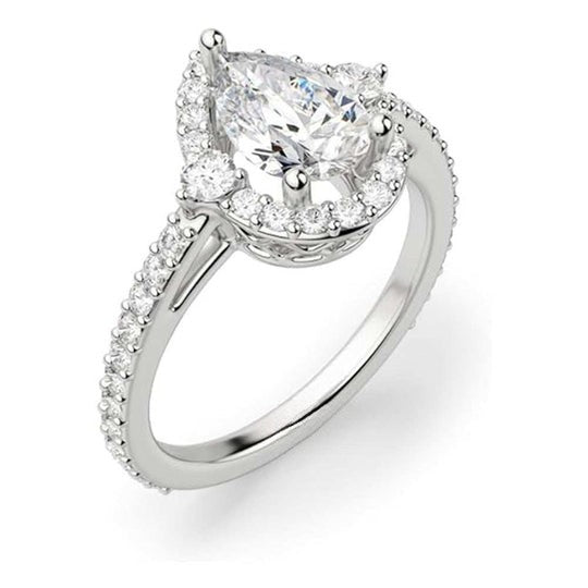 2.5ct Moissanite Diamond Ring Halo Pear Cut and Round Cut For Women